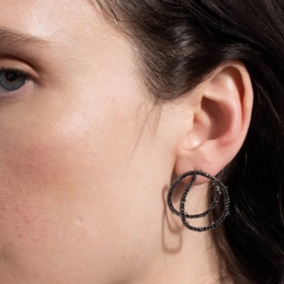 Alexis Bittar Noire Black Crystal Coiled Gold Thorn Orbiting Post Earrings - Picture 6 of 16